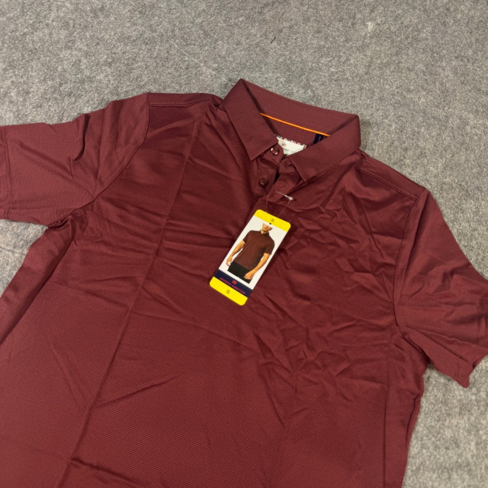 Modern Ambition Mens Technical Polo Shirt Burgundy Micro Stripe Small 1754196